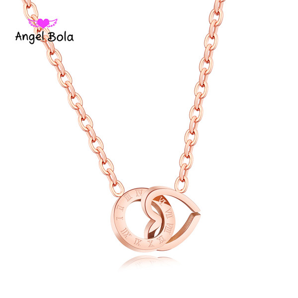 Roman Numeral Necklace Rose Gold Jewelry Necklace Love Heart Round Circle Shape Bulgaria Jewelry for Women Statement Necklaces