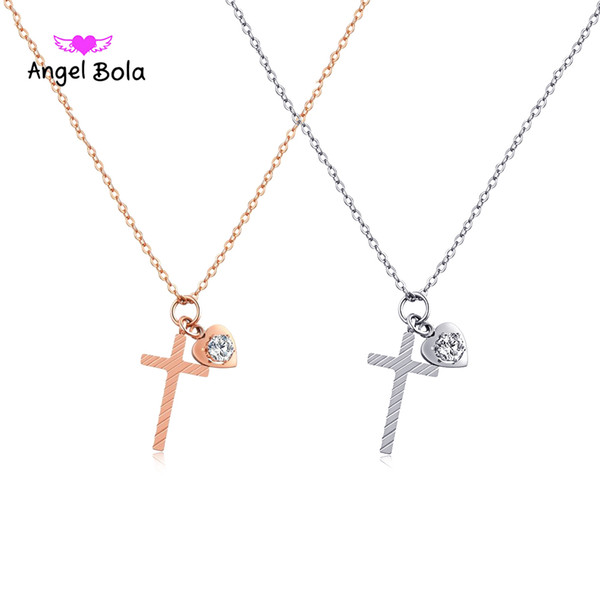 Luxury Original stainless steel Cross Pendant Necklace Princess Luxury Diamond Necklace Pendant for Ladies and Women