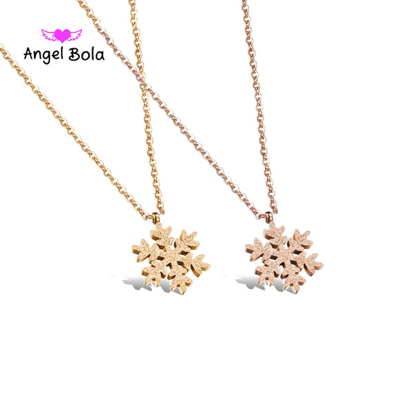 Fashion Simple Gold/rose gold Plated Statement Elegant Snowflake Necklace For Women Party wedding pendant Christmas gift