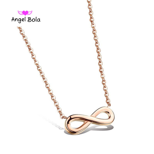 Romantic Infinite Number 8 Stainless Steel Pendant Necklace With Rose Gold Color Fashion Jewelry For Women jewelry gift