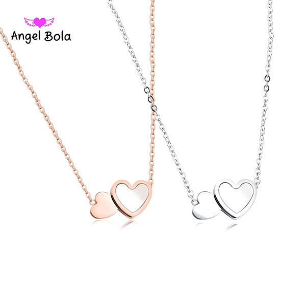 Trendy Heart Design Women Necklaces Romantic Jewelry Pendant Necklaces Stainless Steel Rose Gold For Women Gifts