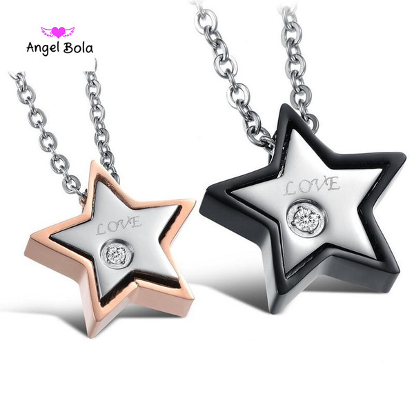 Fate Love Fashion Romantic Rose Gold Color Star Couple Necklace 316L Titanium Steel Woman Man Jewelry Never fade