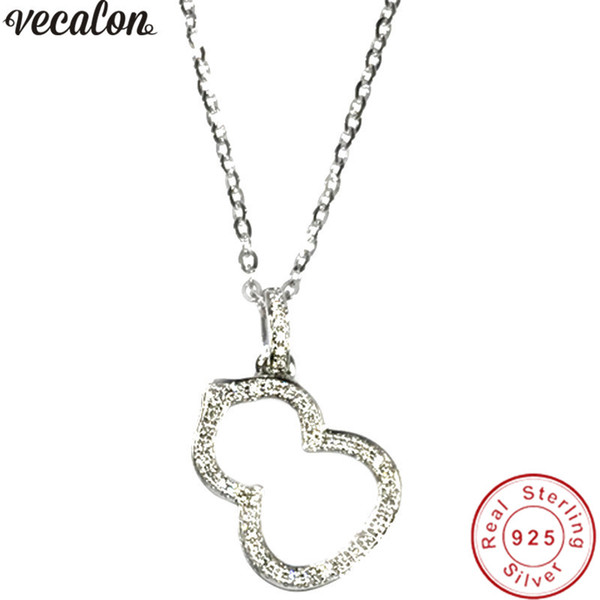 Vecalon Gourd Shape pendant 925 Sterling silver 5A zircon Wedding Engagement Pendants with necklace for Women Bridal Jewelry