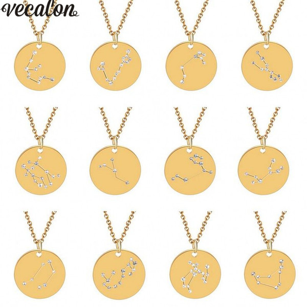 Vecalon Unique 10 Style constellation Pendant Stainless Steel Party Pendants with Necklace for Women Men Jewelry Birthday Gift