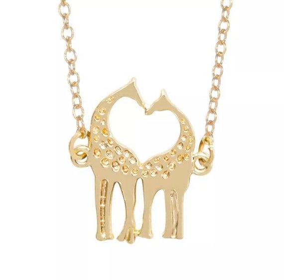 10PCS Cute Heart Loving Giraffes Necklace Simple lovely Twin Baby Deer Necklace Animal Jewelry for Couples