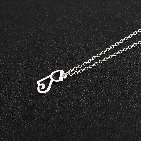 5PCS Cute Pet Cat Necklace Hollow Outline Minimalist Small Animal Lovely Pussy Kitty Cat Pendant Chain Necklaces for Women Couple