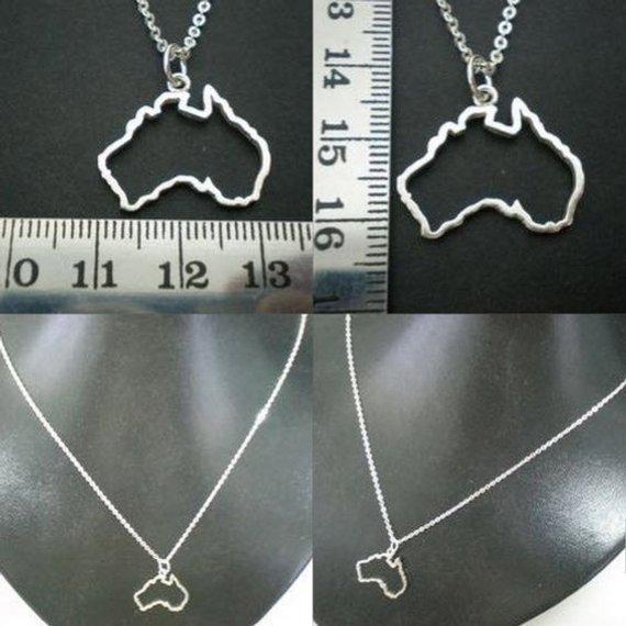 5PCS Outline Commonwealth of Australia Country Map Necklace Simple Adoption Continent Australian State Sydney Profile Necklaces