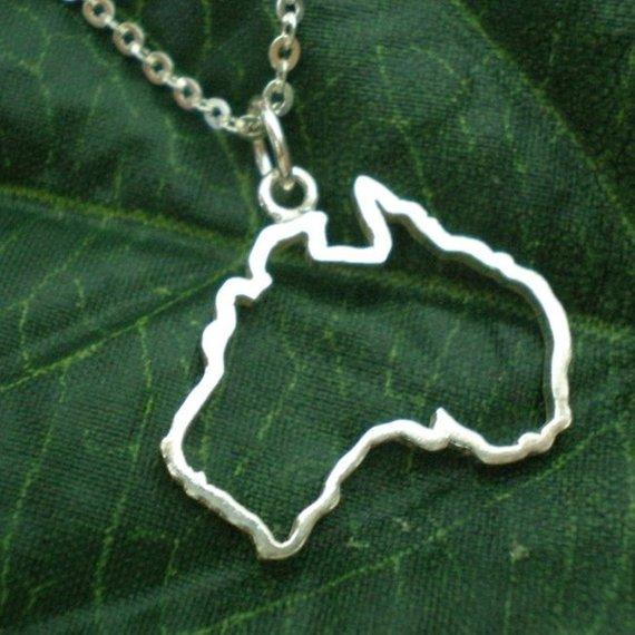 30PCS Outline Commonwealth of Australia Country Map Necklace Simple Adoption Continent Australian State Sydney Profile Necklaces