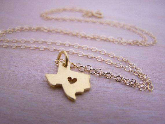 5PCS Outline Texas Map Necklace With Heart USA TX State Necklace I Heart Love Texas Necklaces Map Geography Necklace