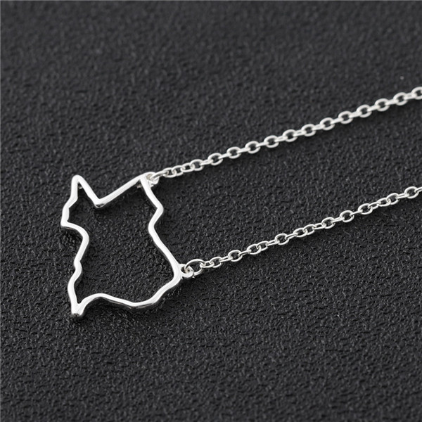 30PCS States Outline Texas Necklace America Map Necklace Charm USA TX State Necklace Simple Hollow Geography Necklaces