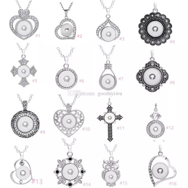 7 Styles Noosa Assorted Ginger 18mm Snap Buttons Chunk Charms Crystal Heart Multi Pendant Necklaces 316L Stainless Steel Chain Jewelry