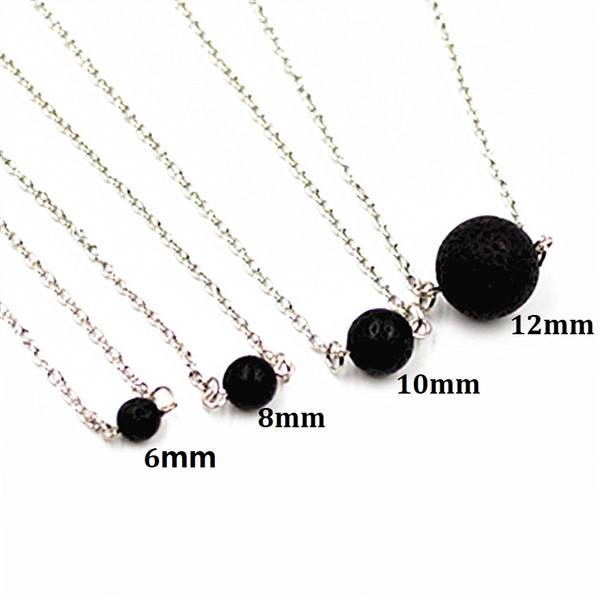 Hot 6mm 8mm 10mm 12mm Black Lava Stone Beads Necklace Yoga Aromatherapy Essential Oil Diffuser Volcano Necklace Women MKI Jewelry