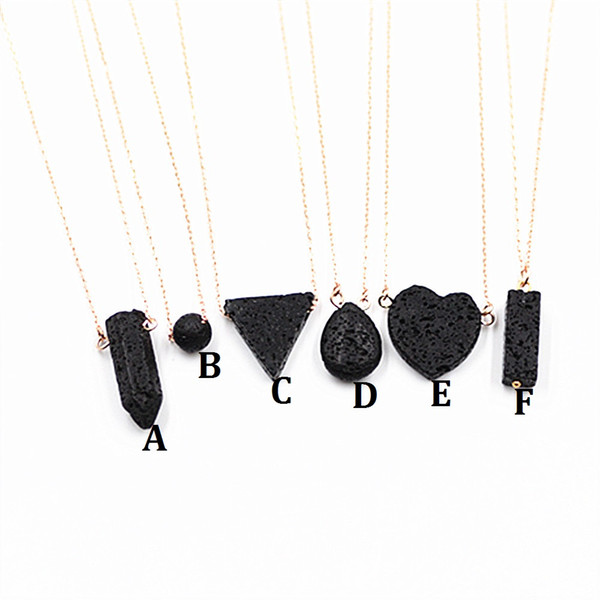 Hot Triangle Heart Black Lava Stone Pendant Necklace Yoga Aromatherapy Essential Oil Diffuser Volcano Necklace Women MKI Jewelry