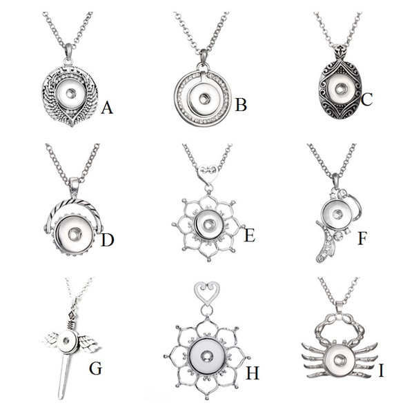 9 Styles Noosa Assorted Ginger 18mm Snap Buttons Chunk Charms Vintage Multi Pendant Necklaces Stainless Steel Chain Jewelry