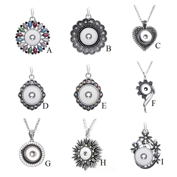 Noosa Assorted Ginger 18mm Snap Buttons Chunk Charms Crystal Vintage Multi Pendant Necklaces Stainless Steel Chain Jewelry