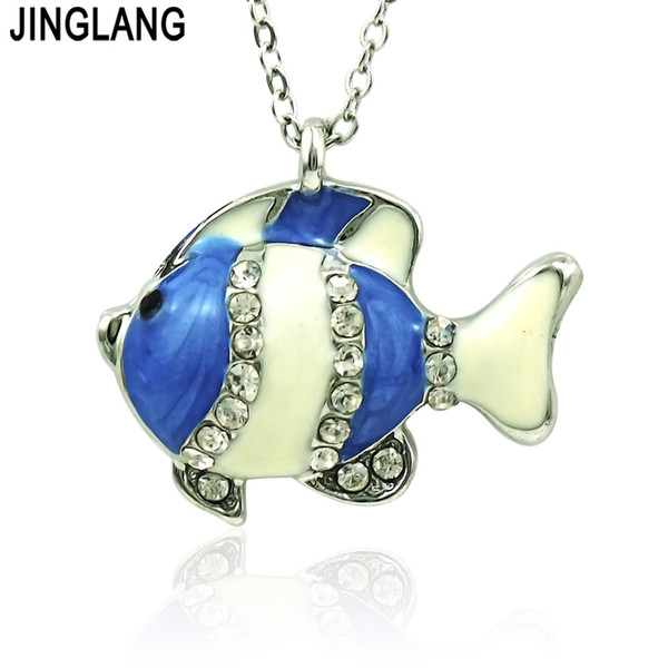 JINGLANG New Fashion Fish Necklace For Women Fish Charm Choker Pendant Necklace Wholesale