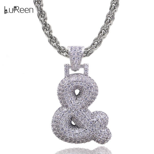 LuReen Gold Silver & Hip Hop Iced Out Pendant Necklace For Men Women 24Inch Micro Pave CZ Rapper Pendant Jewelry Gift