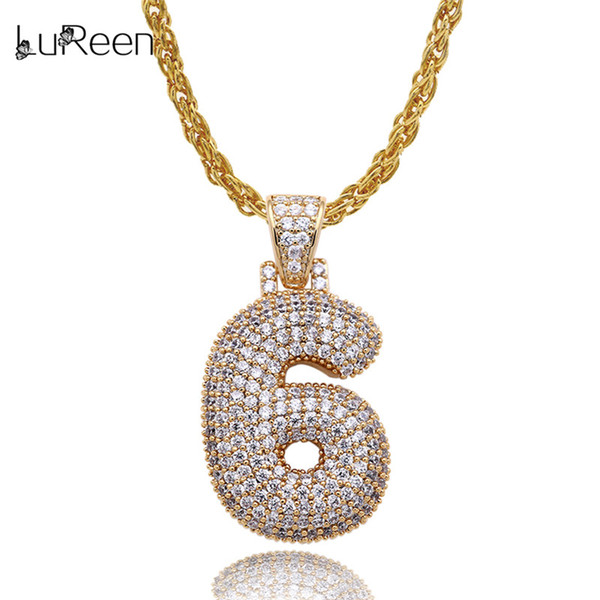 LuReen 24Inch GOLD Figures Hip Hop Pendant Necklace Iced Out CZ Pendant For Women Men Jewelry Gift