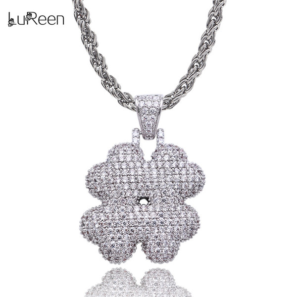 LuReen # Gold Silver 24 Inch Hip Hop Iced Out Pendant Necklace For Men Women Micro Pave CZ Rapper Pendant Body Jewelry Gift