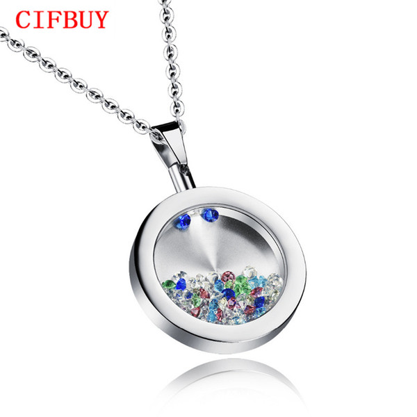 CIFBUY Unisex Wishing Bottle Pendant Romantic Stainless Steel Round Pendants & Necklaces Free Link Chain Fashion Jewelry GX1059