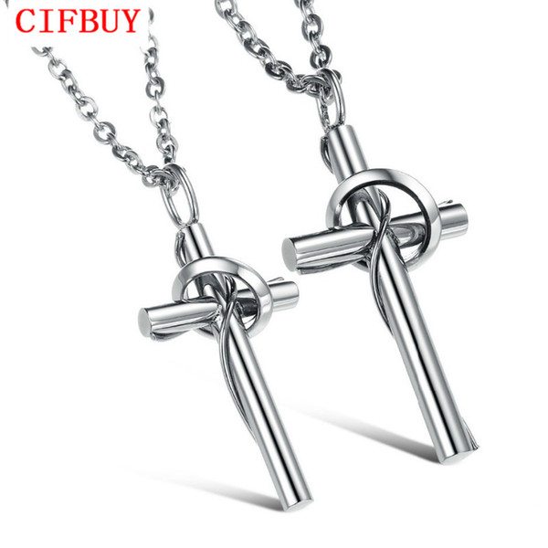 CIFBUY JEWELRY Free Box Classic Stainless Steel Cross Necklace High Polish Fashion Jewelry wholesale/ retail, 520