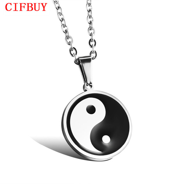 CIFBUY Classical Evil Off Women Men Necklaces Fashion Stainless Steel Link Chain New Tai Chi Pendant Jewelry GX959