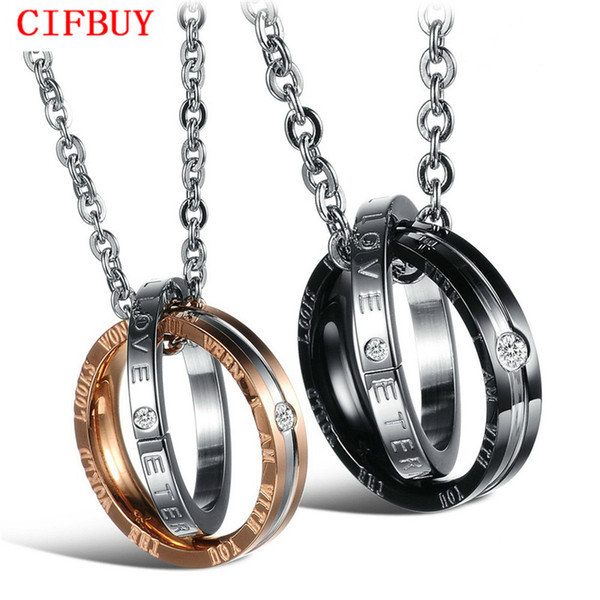 CIFBUY JEWELRY Free Shipping Romantic StyleTitanium Steel Couple Necklace, Pendent Necklace, Engrave Love Words 831