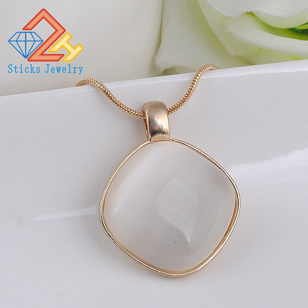 Statement Necklaces Rose Gold Big Opal Pendants Circles Choker Necklace for Women Christmas Gift Collares mujer