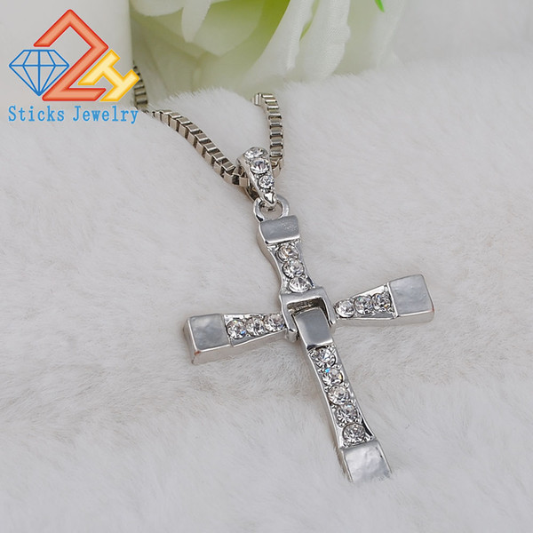 Jesus Cross Pendant & Necklace Women/Men Christmas Gifts Wholesale Trendy White k Color Christian Jewelry