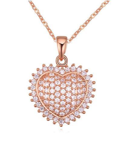 Pendants Necklaces Jewelry Women Fashion Elegant Quality Zircon 18K Gold Plated Heart Style Clavicle Chain Necklace Wholesale TN053