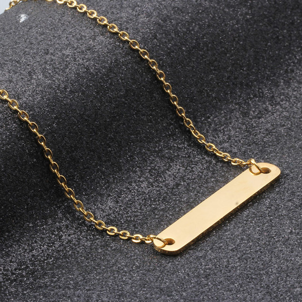 Necklaces Pendant Jewelry Fashion High Polished Gold Plated Stainless Steel Necklaces Wholesale DIY Letterings Services Bar Necklaces LN042