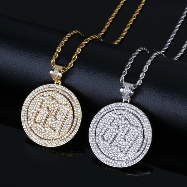 Hip Hop Necklace Jewelry Luxury Exquisite 18K Gold Plated Spin Circle Pendant Necklace Grade Quality Zircon Six Nine Necklace LN039