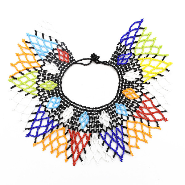 African Tribal New Fashion Choker Necklaces Colorful Acrylic Beaded Indian Ethnic Bib Choker Necklace For Women Charm Bead Jewelry