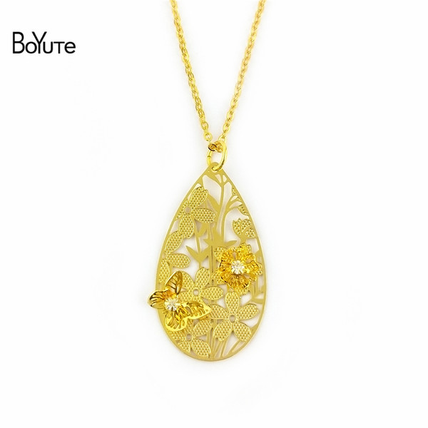 BoYuTe Free Shipping 5 Piece 45*27MM Filigree Water Drop Pendant Necklace Women Fashion DIY Jewelry Accessories