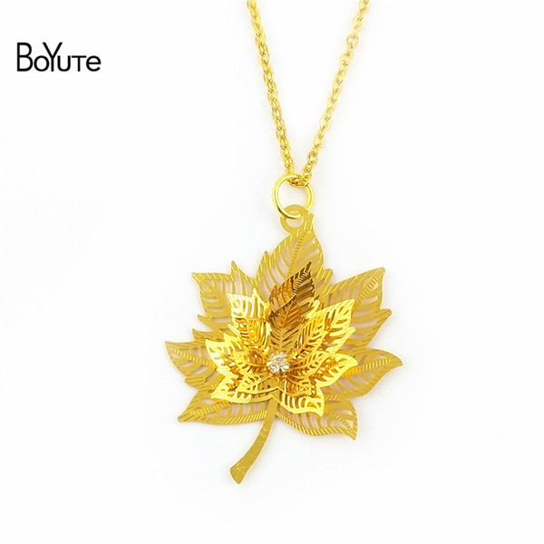 BoYuTe HOT Sale 1 Piece 45*35MM Filigree Maple Leaf Pendant Necklace Women Fashion DIY Jewelry Accessories