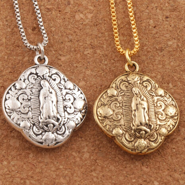 2colors Catholic Gift Our Lady of Grace Miraculous Mary Travel Protection Pendant Necklaces N1789 24inches Jewelry