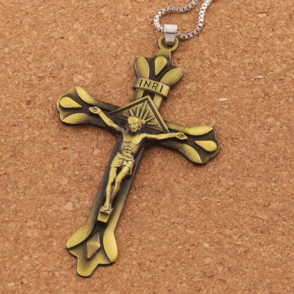 Fashion Jewelry INRI Crucifix Bible Prayer Cross Pendant Men Necklace Chain 24inches N1786 Hot sell Pendant Necklaces