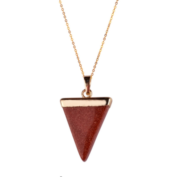 HOT Geometric Colorful Nature Stone Necklace Triangle Crystal Necklaces Pendant For Valentine's day Women And Men Wholesale