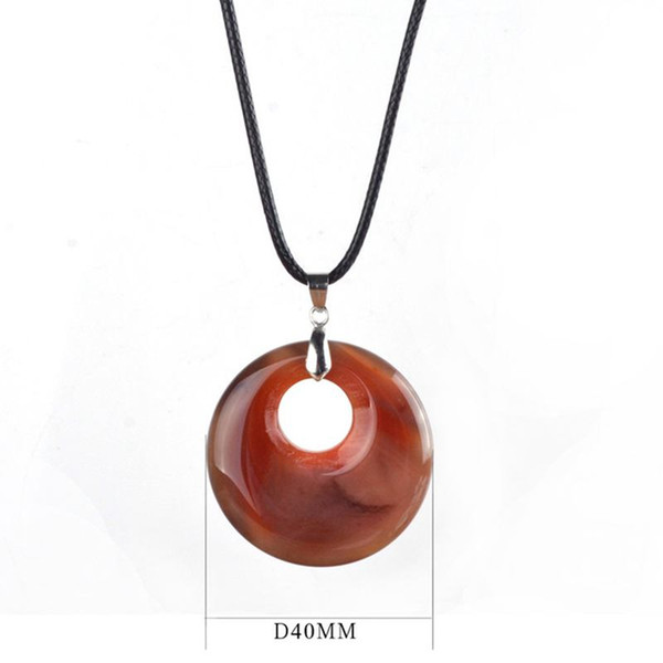 2017 Fashion Natural Turquoise Pendant Necklace Tiger Eye Rose Quartz Crystals Leather Chains Necklace Jewelry Christmas present