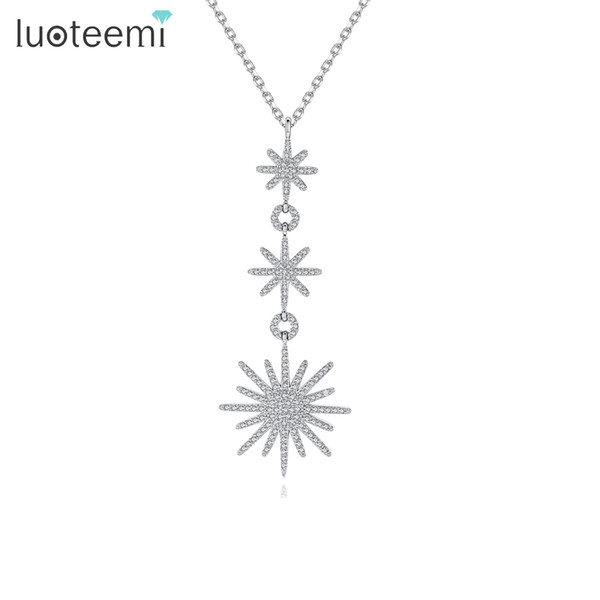 LUOTEEMI Brand New Delicate Wedding Jewelry Micro Paved Shining CZ Elegant Pendant White Gold Color Girl Party Accessories