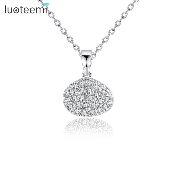 LUOTEEMI New Silver Tone Fashion Full Tiny CZ Shell Shape Elegant Small Pendant Necklace For Female Party Jewellery Necklace