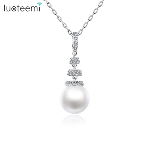 LUOTEEMI New Fashion Statement Necklaces & Pendants for Women White Gold Color Simulated Pearl Necklace Trendy Colar Xmas Gifts