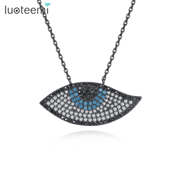 LUOTEEMI Brand Unique Design Eye Pendant Inly Clear Blue Black Zirconia Punk Style for Women Girl Party Delicate Gift Christmas