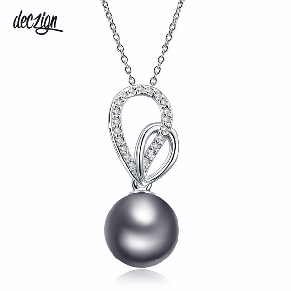 Deczign New women Necklaces & pendants pingente pendentif kolye grey pearl and zircon dropshipping wholesale Trendy Jewellery WP6464