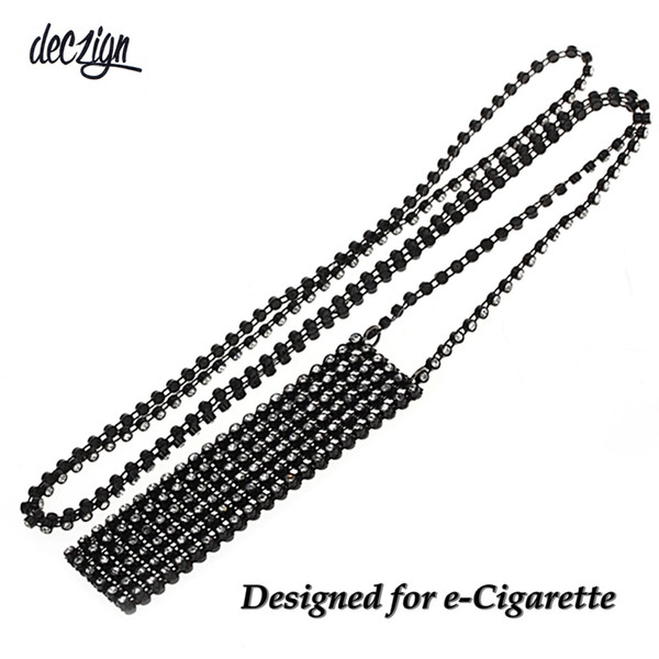 Deczign 2019 New Women Crystals Pendant Necklace with Long Chain Holder for Electronic Cigarette Pouch Customize Sizes DP0902B