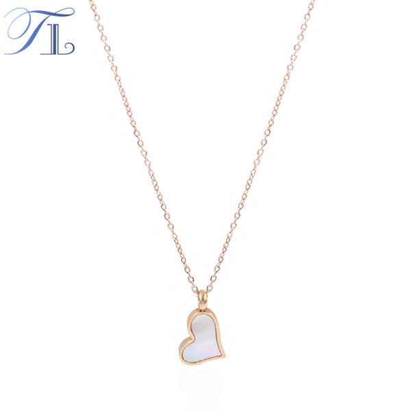 TL Stainless Steel Rose Gold Shell Heart Necklaces For Women Simple Design Trendy Necklace Love Necklaces Fashion Party Jewelry