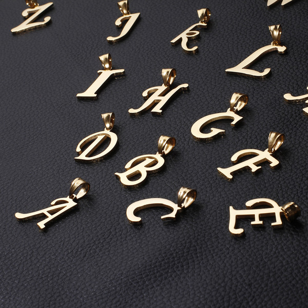 A~N Letter Pendant Necklace Initial Charm Women Female Gold Stainless Steel Cheap DHL Free Ship KALEN