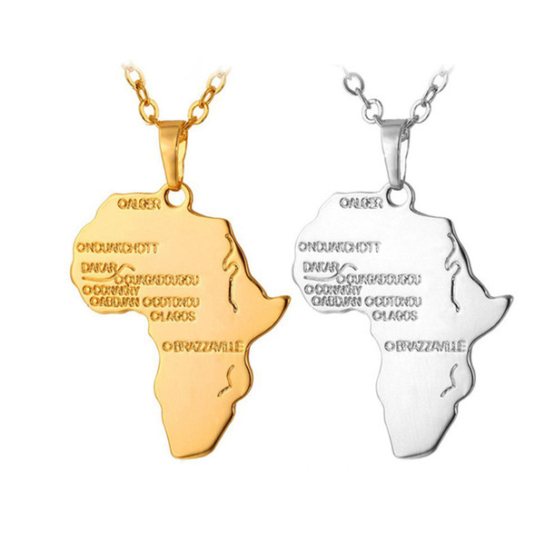 SAYYID New Brand African Style Hip Hop Rock Gold Necklace Fashion Africa Map Copper Pendant Necklace in Stock