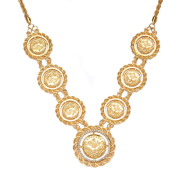 SAYYID new brand middle eastem country selling fashion gold necklace 7 coins pendant necklace in stock