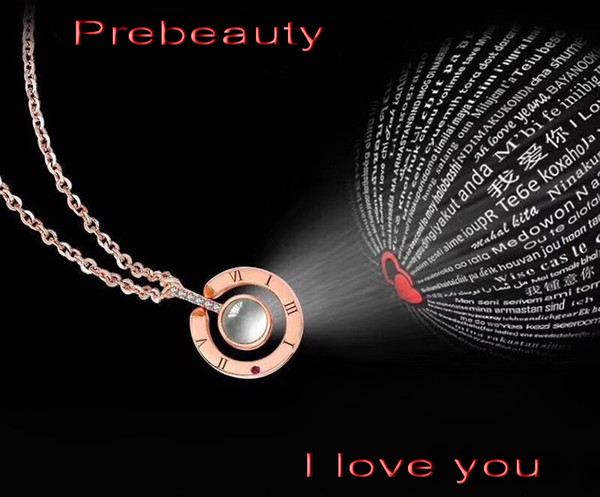 Prebeauty I Love You New Love Secret Silver Stone Pendant Necklace two methods wearing birthday gift for women lover's Jewelry